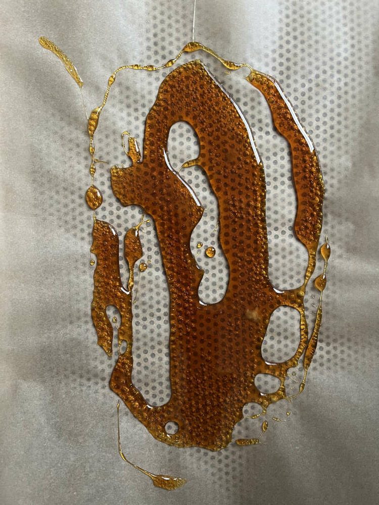 Das Karamell auf ein mit Backpapier belegtes Blech gießen