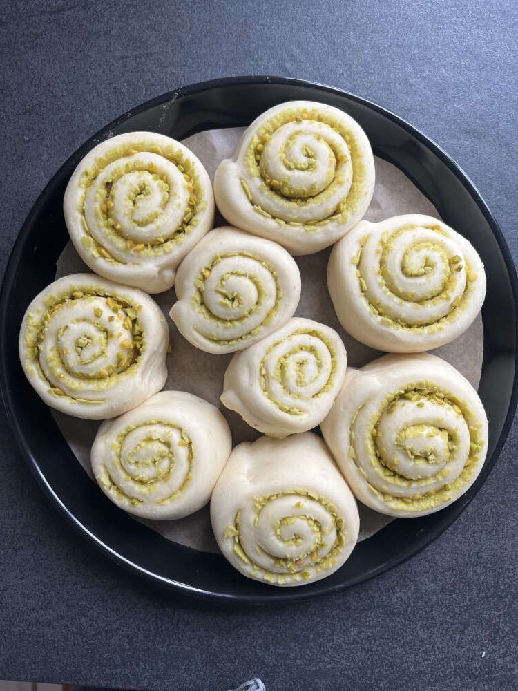 Die Hefeschnecken nach 2 Stunden Ruhezeit